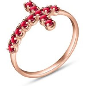 Ruby Minerva Contemporary Cross Ring in 18ct Rose Gold