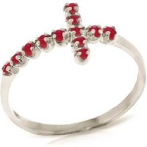Ruby Minerva Contemporary Cross Ring in 18ct White Gold