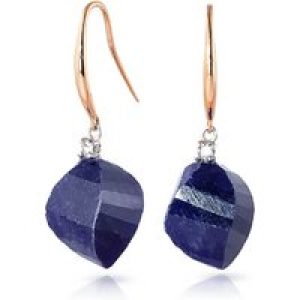 Sapphire & Diamond Geometric Drop Earrings in 9ct Rose Gold