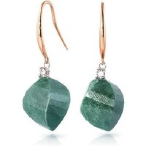 Emerald & Diamond Geometric Drop Earrings in 9ct Rose Gold