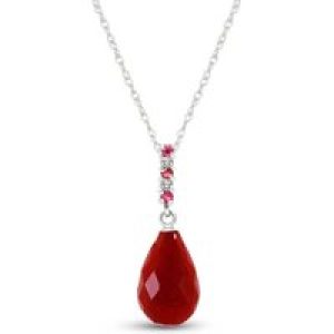 Ruby & Diamond Avery Embellished Drop Pendant Necklace in 9ct White Gold