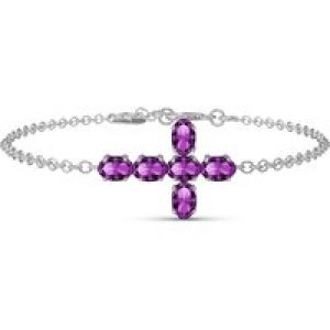 Amethyst Diana Contemporary Cross Bracelet in 9ct White Gold
