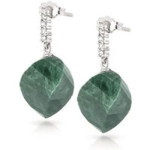 Emerald & Diamond Avery Dimensional Stud Drop Earrings in 9ct White Gold
