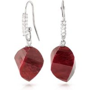 Ruby & Diamond Prominent Geometric Drop Earrings in 9ct White Gold
