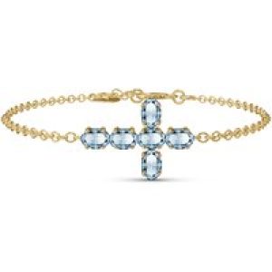 Aquamarine Diana Contemporary Cross Bracelet in 9ct Gold