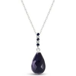 Sapphire & Diamond Avery Embellished Drop Pendant Necklace in 9ct White Gold