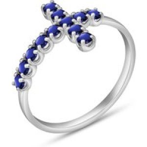 Sapphire Minerva Contemporary Cross Ring in 18ct White Gold