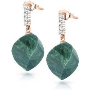Emerald & Diamond Avery Dimensional Stud Drop Earrings in 9ct Rose Gold