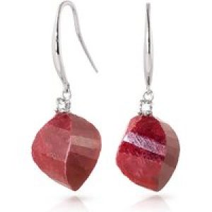 Ruby & Diamond Geometric Drop Earrings in 9ct White Gold