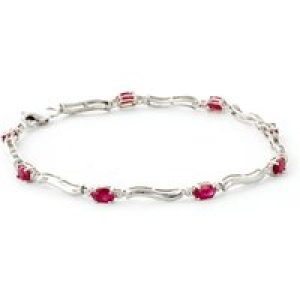 Ruby & Diamond Bryony Wave Tennis Bracelet in 9ct White Gold