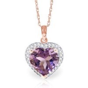 Amethyst & Diamond Melody Signature Halo Pendant Necklace in 9ct Rose Gold