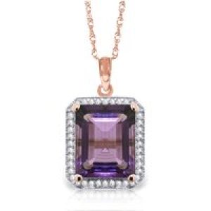 Amethyst & Diamond Lilibet Signature Halo Pendant Necklace in 9ct Rose Gold