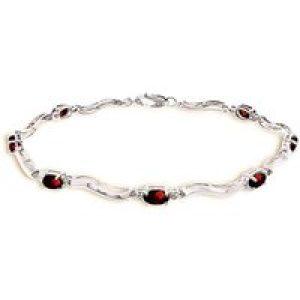 Garnet & Diamond Bryony Wave Tennis Bracelet in 9ct White Gold
