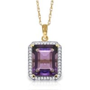 Amethyst & Diamond Lilibet Signature Halo Pendant Necklace in 9ct Gold