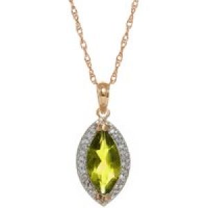 Peridot & Diamond Ivanna Halo Pendant Necklace in 9ct Rose Gold