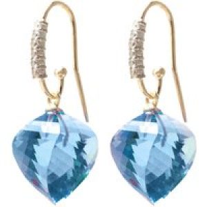 Blue Topaz & Diamond Prominent Geometric Drop Earrings in 9ct Gold