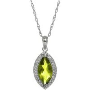 Peridot & Diamond Ivanna Halo Pendant Necklace in 9ct White Gold