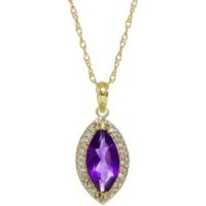 Amethyst & Diamond Ivanna Halo Pendant Necklace in 9ct Gold