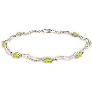 Peridot & Diamond Bryony Wave Tennis Bracelet in 9ct White Gold