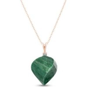 Emerald & Diamond Salma Dimensional Abstract Pendant Necklace in 9ct Rose Gold