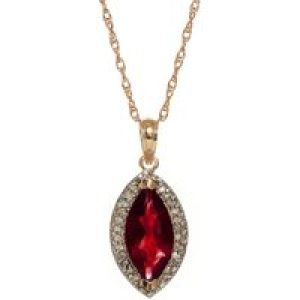 Garnet & Diamond Ivanna Halo Pendant Necklace in 9ct Rose Gold