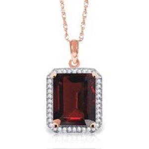 Garnet & Diamond Lilibet Signature Halo Pendant Necklace in 9ct Rose Gold