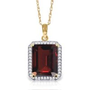 Garnet & Diamond Lilibet Signature Halo Pendant Necklace in 9ct Gold