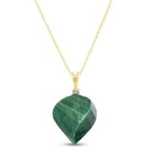Emerald & Diamond Salma Dimensional Abstract Pendant Necklace in 9ct Gold
