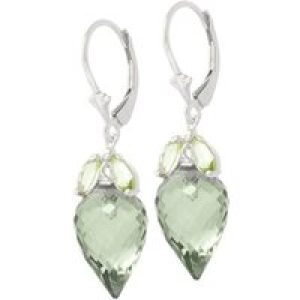 Green Amethyst & Peridot Astrid Charm Drop Earrings in 9ct White Gold