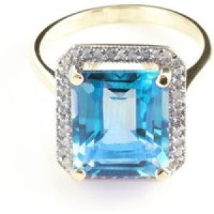 Blue Topaz & Diamond Lilibet Signature Halo Ring in 18ct Gold