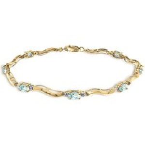 Aquamarine & Diamond Bryony Wave Tennis Bracelet in 9ct Gold