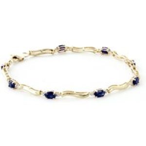 Sapphire & Diamond Bryony Wave Tennis Bracelet in 9ct Gold