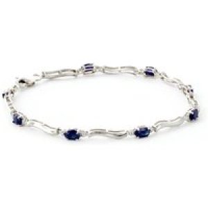 Sapphire & Diamond Bryony Wave Tennis Bracelet in 9ct White Gold