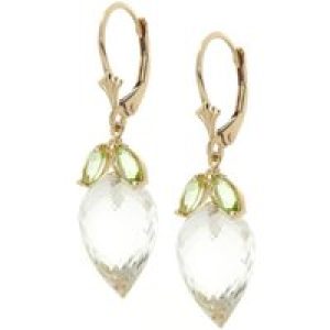 White Topaz & Peridot Astrid Charm Drop Earrings in 9ct Gold