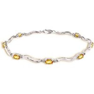 Citrine & Diamond Bryony Wave Tennis Bracelet in 9ct White Gold