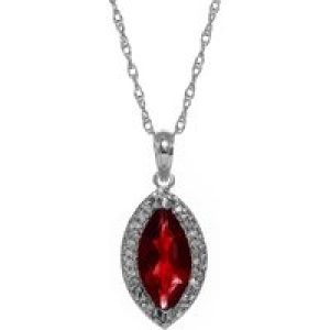 Garnet & Diamond Ivanna Halo Pendant Necklace in 9ct White Gold