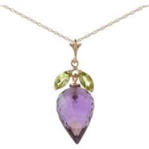 Amethyst & Peridot Palermo Charm Pendant Necklace in 9ct Rose Gold