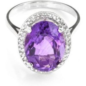 Amethyst & Diamond Eve Halo Ring in 18ct White Gold