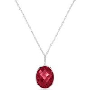 Ruby & Diamond Aleana Embellished Drop Pendant Necklace in 9ct White Gold