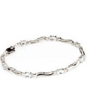 Aquamarine & Diamond Bryony Wave Tennis Bracelet in 9ct White Gold