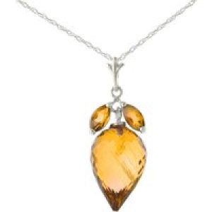 Citrine Palermo Charm Pendant Necklace in 9ct White Gold