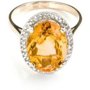 Citrine & Diamond Eve Halo Ring in 18ct Rose Gold