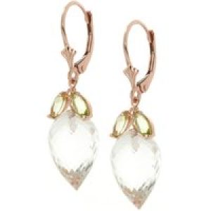 White Topaz & Peridot Astrid Charm Drop Earrings in 9ct Rose Gold
