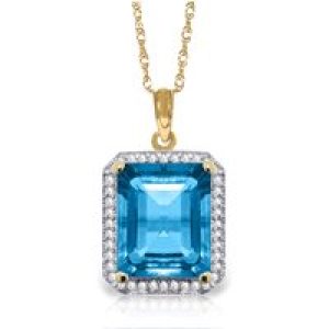 Blue Topaz & Diamond Lilibet Signature Halo Pendant Necklace in 9ct Gold