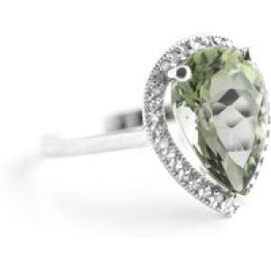 Green Amethyst & Diamond Cosima Signature Halo Ring in 18ct White Gold