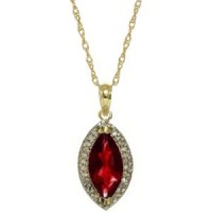 Garnet & Diamond Ivanna Halo Pendant Necklace in 9ct Gold