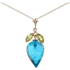 Blue Topaz & Peridot Palermo Charm Pendant Necklace in 9ct Rose Gold