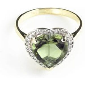 Green Amethyst & Diamond Melody Signature Halo Ring in 9ct Gold