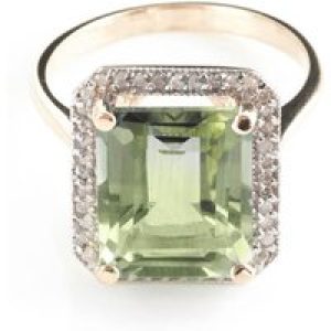 Green Amethyst & Diamond Lilibet Signature Halo Ring in 18ct Rose Gold