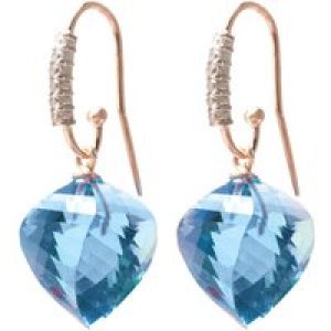 Blue Topaz & Diamond Prominent Geometric Drop Earrings in 9ct Rose Gold
